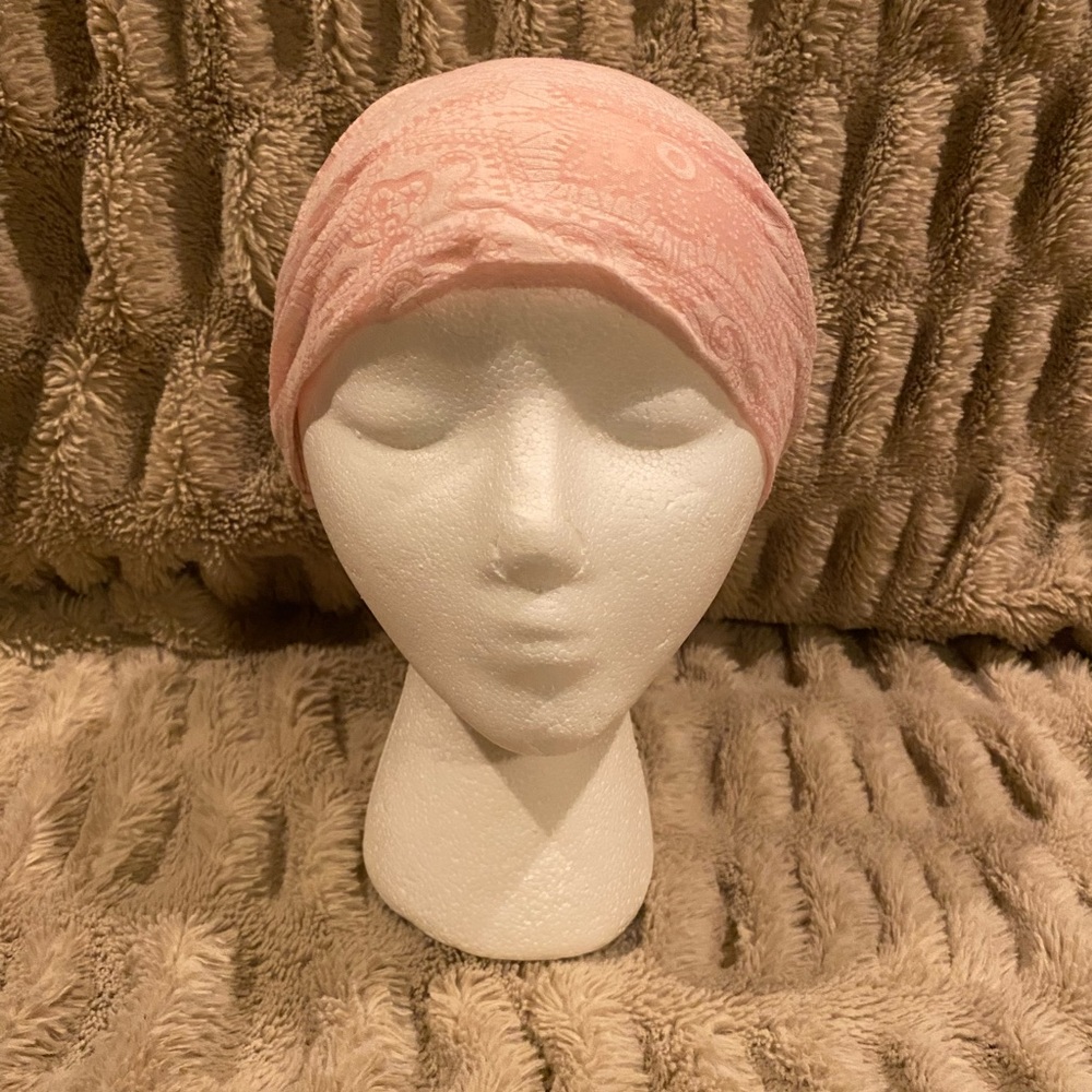 Wide light pink fabric headband